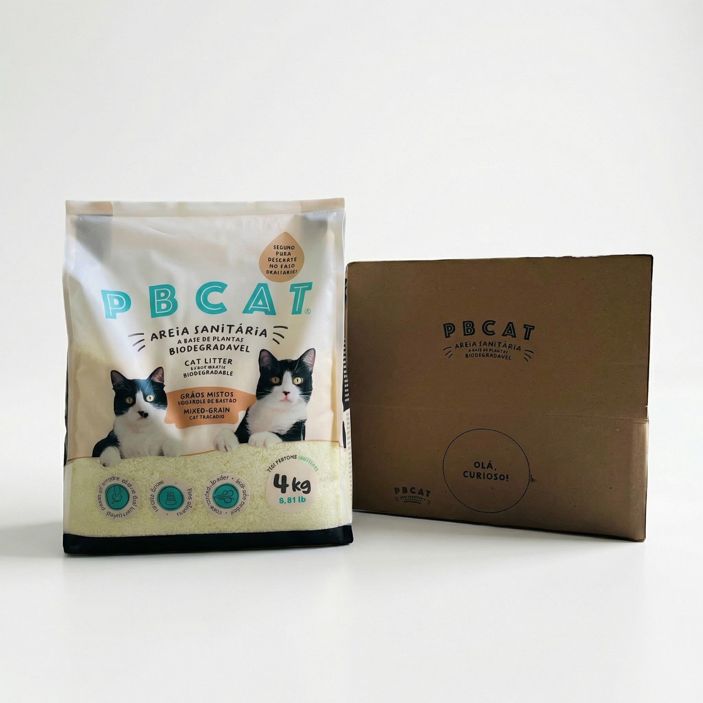 Areia Sanitária Biodegradável PBCAT 4 KG - GRÃOS MISTOS