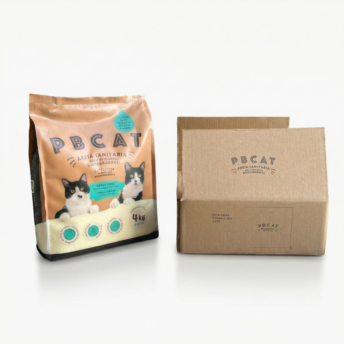 Areia Sanitária Biodegradável PBCAT 4 KG - GRÃOS FINOS