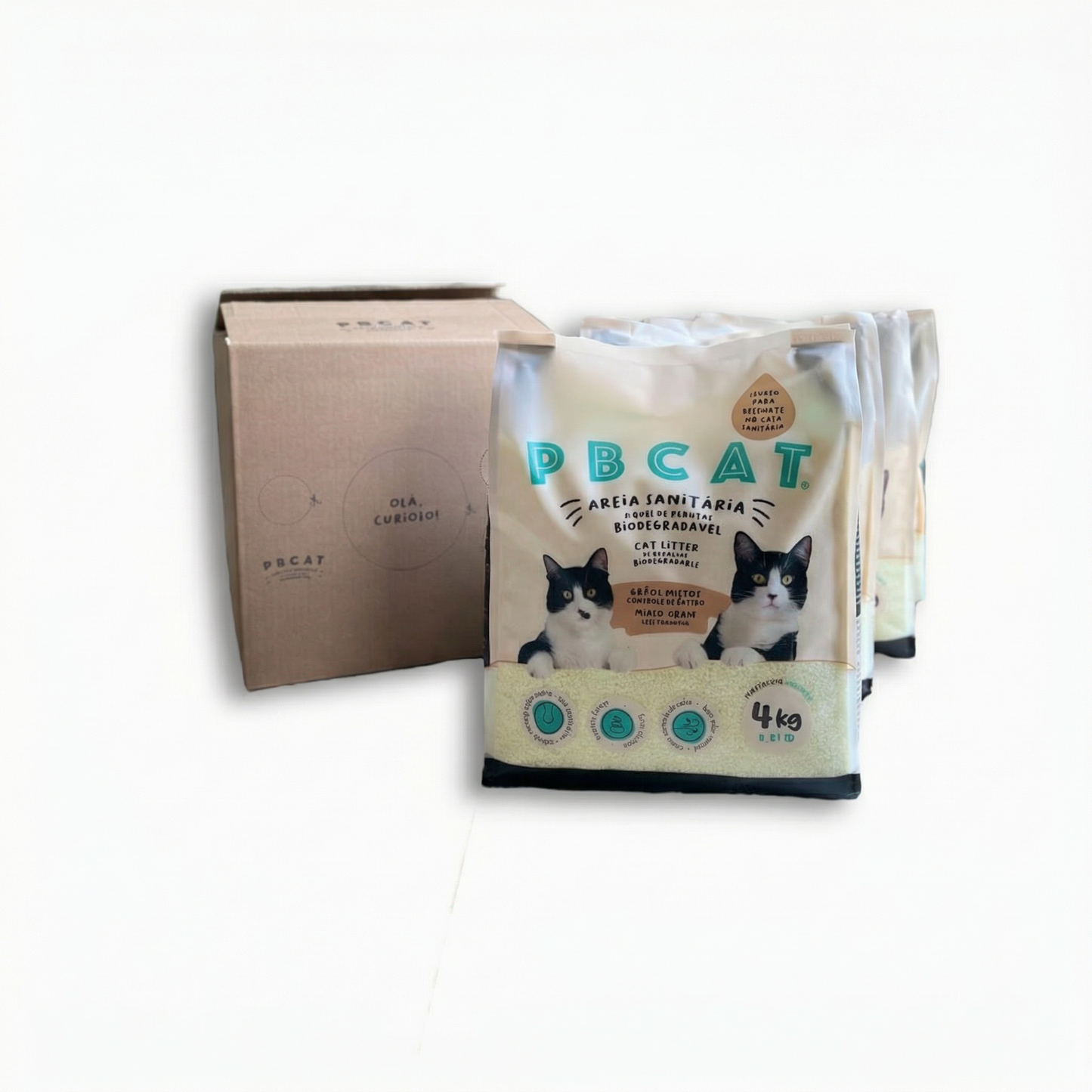 Kit com 4 Pacotes de Areia PBCAT GRÃOS MISTOS + Caixa Interativa!